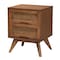 Baxton Studio Melora Mid-Century Modern Walnut Brown Finished Wood and Rattan Full Size 3-Piece Bedroom Set 241-9800-9801-11298-ZORO - alternate 2